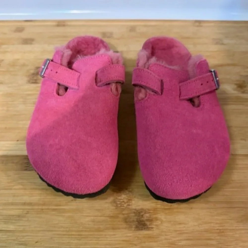 NWOT - Birkenstock Boston Genuine Shearling Lined Clog -  HOT PINK - Picture 4 of 16